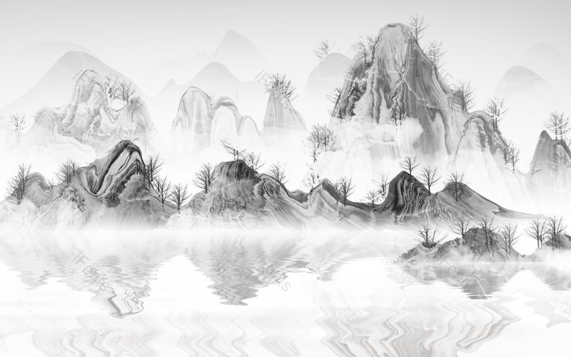 中国风水墨手绘风景山水插画背景设计,插画/手绘图,插画/手绘图库,插画/手绘图下载,插画/手绘